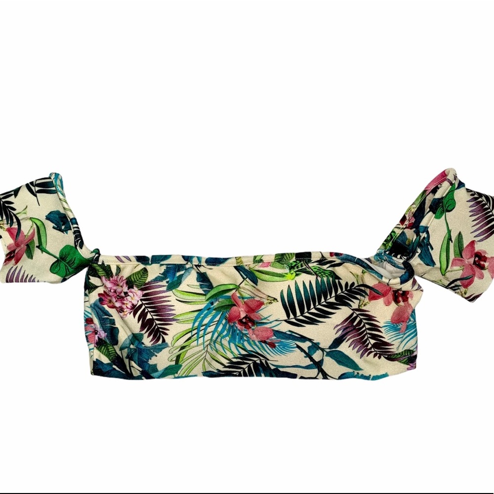 Brazilian Cropped Bikini Floral Top